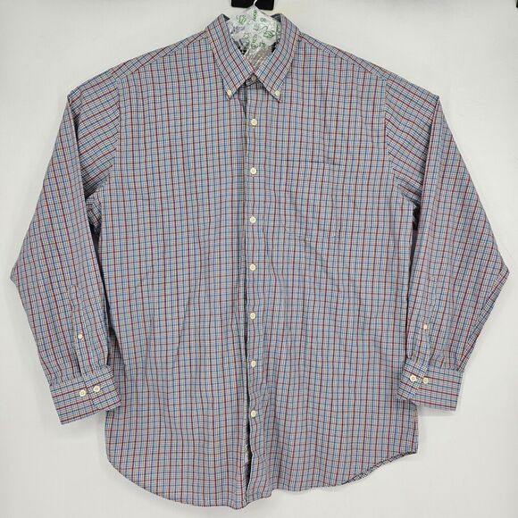 Peter Millar Shirt Mens Extra Large Plaid Blue Button Up Long Sleeve Preppy XL - Picture 1 of 10